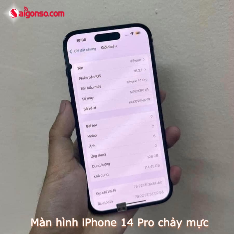 màn hình iPhone 14 Pro bị chảy mực